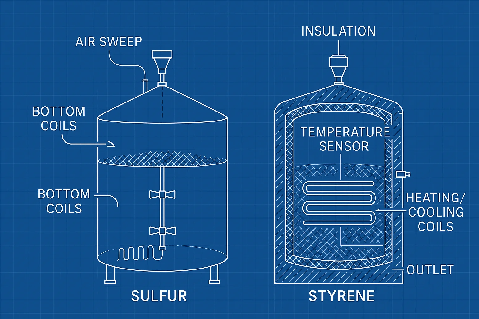 Special Design Considerations for Industrial Storage Tanks: Sulfur, Styrene, and Critical Applications