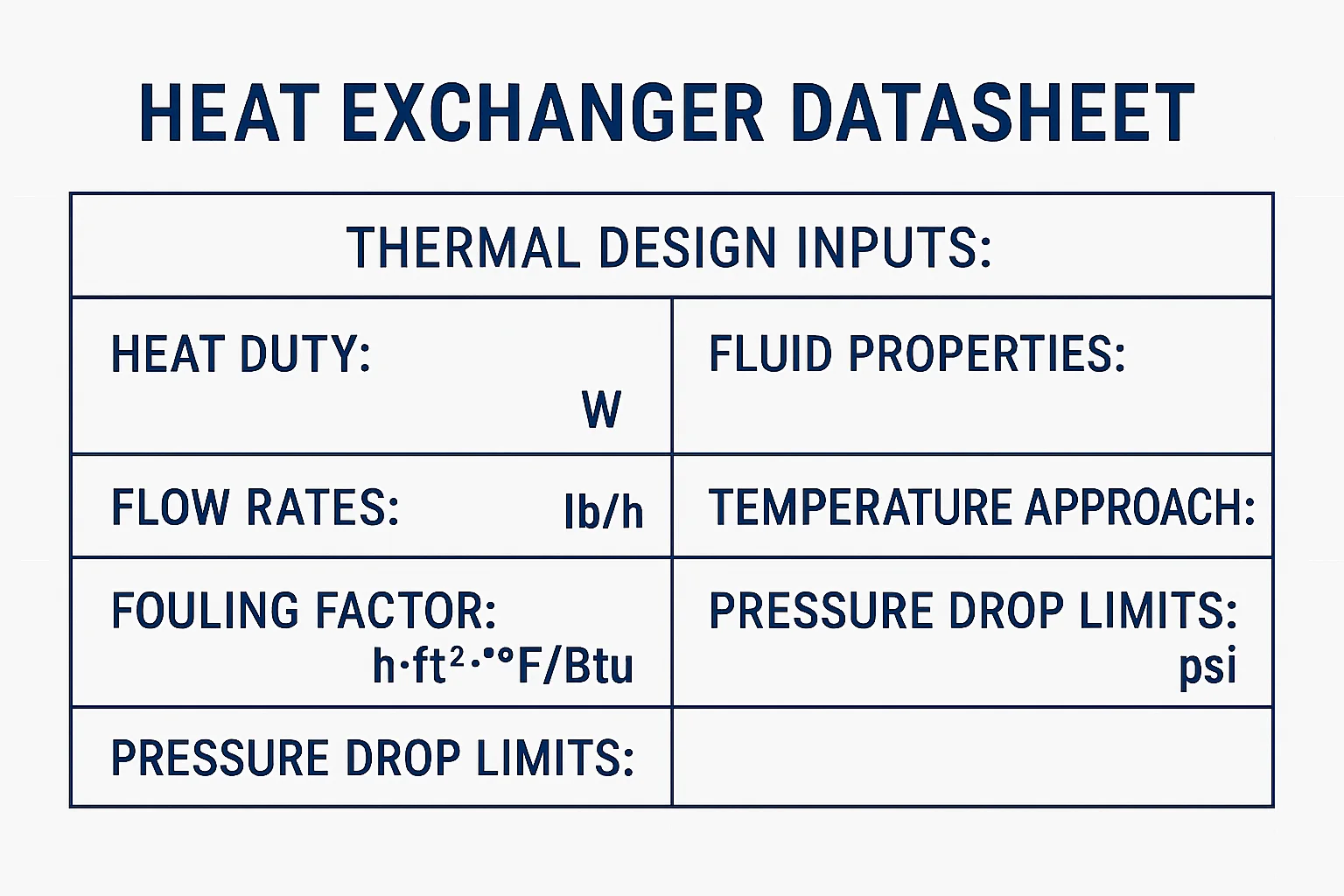 Thermal Design Inputs for Shell and Tube Heat Exchangers: What to Provide in the Datasheet