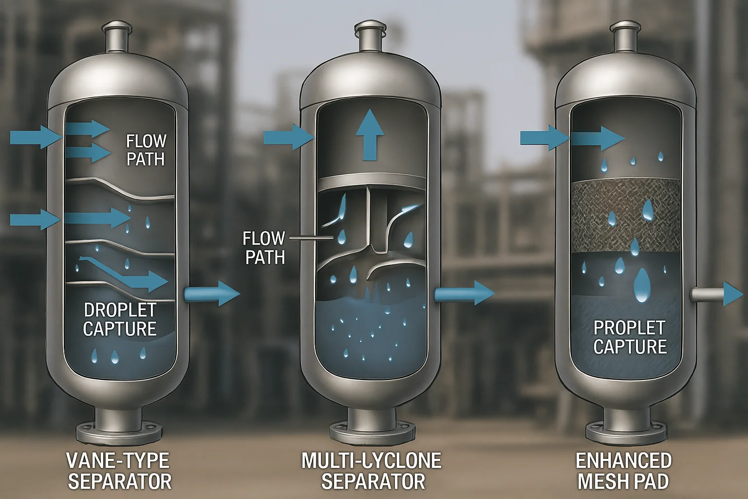 Advanced Separator Internals: Vane Type, Multi-Cyclone, and Enhanced Mesh Pads
