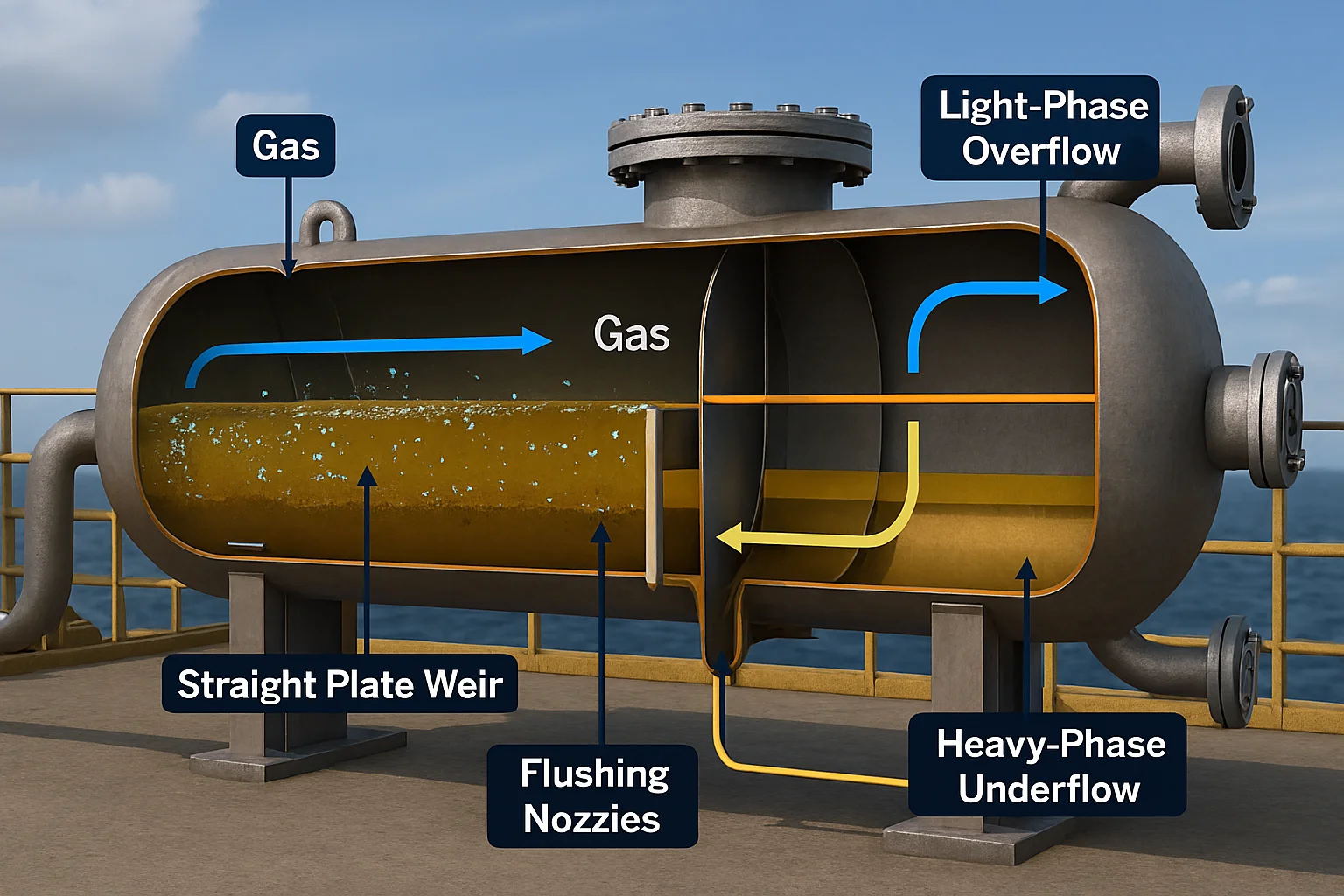 Design and Sizing of Weirs in Separators: Height, Type, and Interface Stability